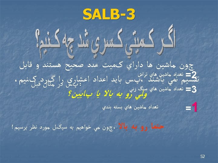  3 - SALB چﻮﻥ ﻣﺎﺷﻴﻦ ﻫﺎ ﺩﺍﺭﺍﻱ کﻤﻴﺖ ﻋﺪﺩ ﺻﺤﻴﺢ ﻫﺴﺘﻨﺪ ﻭ ﻗﺎﺑﻞ