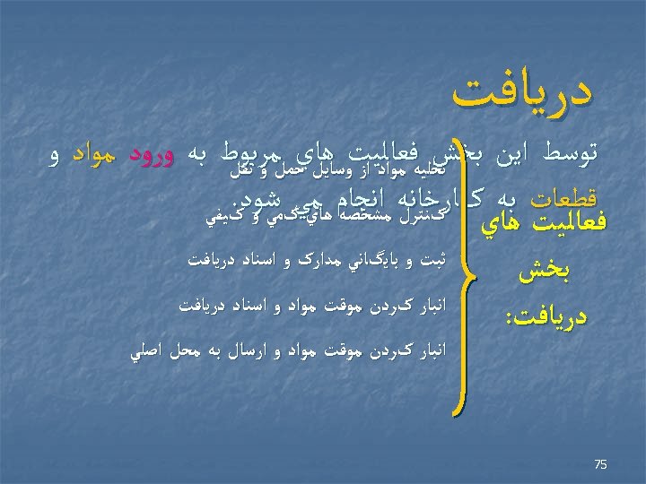  ﺩﺭﻳﺎﻓﺖ ﺗﻮﺳﻂ ﺍﻳﻦ ﺗﺨﻠﻴﻪ ﻣﻮﺍﺩﻴﺖﻭﺳﺎﻳﻞ ﺣﻤﻞﻣﺮﺑﻮﻁ ﺑﻪ ﻭﺭﻭﺩ ﻣﻮﺍﺩ ﻭ ﺑﺨﺶ ﻓﻌﺎﻟ ﺍﺯ