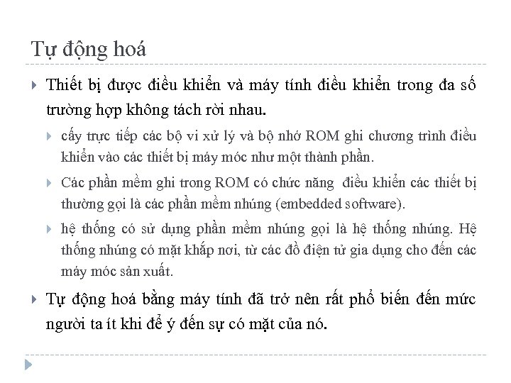 Tự động hoá Thiết bị được điều khiển và máy tính điều khiển trong