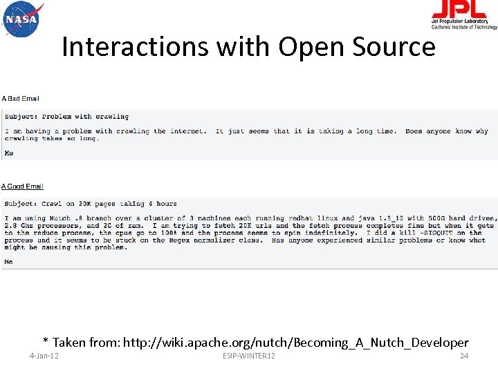 Interactions with Open Source • Case Study: Mailing lists communications* * Taken from: http: