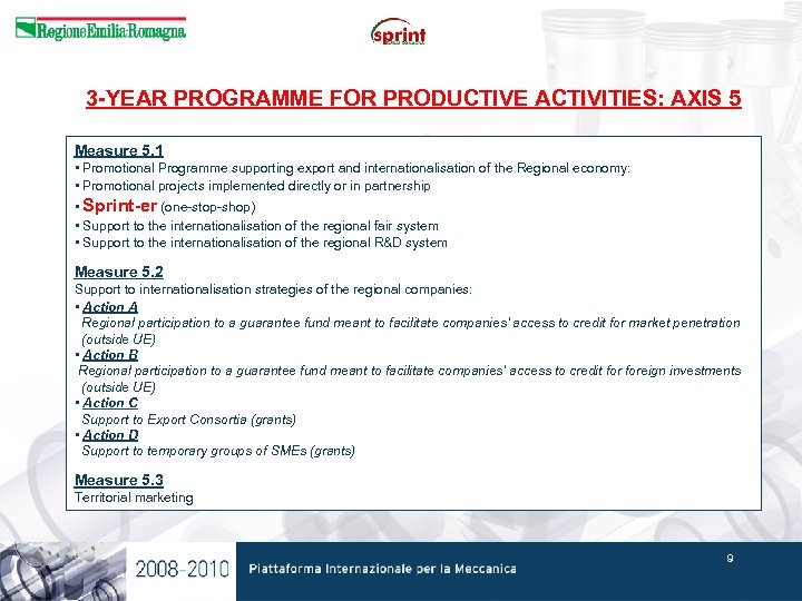 3 -YEAR PROGRAMME FOR PRODUCTIVE ACTIVITIES: AXIS 5 Measure 5. 1 • Promotional Programme