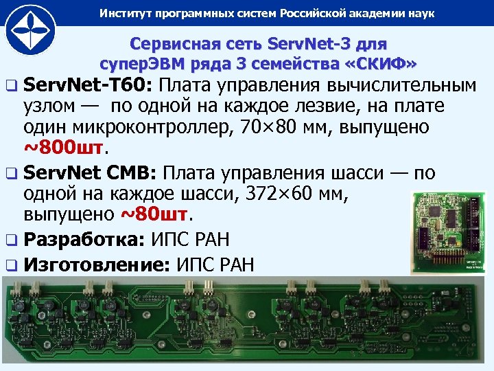 Институт программных систем Российской академии наук Сервисная сеть Serv. Net-3 для супер. ЭВМ ряда