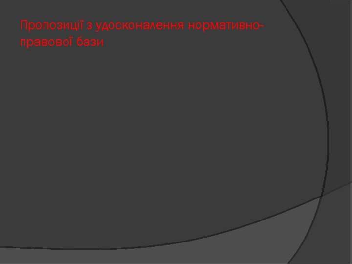 Пропозиції з удосконалення нормативноправової бази 