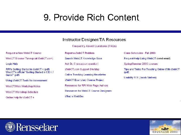 9. Provide Rich Content 