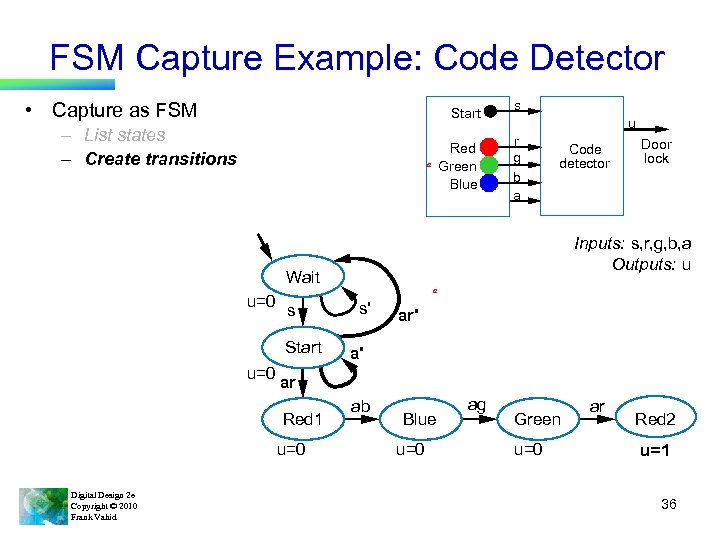 FSM Capture Example: Code Detector • Capture as FSM Start – List states –