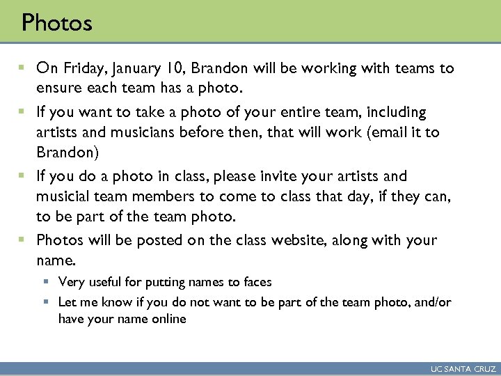 Photos § On Friday, January 10, Brandon will be working with teams to ensure