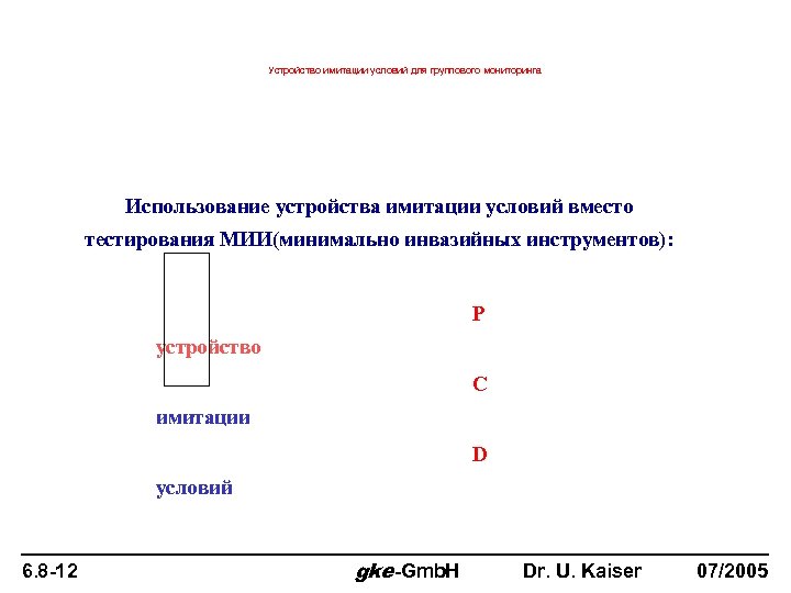 Устройство имитации условий для группового мониторинга Использование устройства имитации условий вместо тестирования МИИ(минимально инвазийных