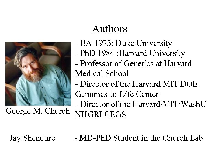 Authors - BA 1973: Duke University - Ph. D 1984 : Harvard University -