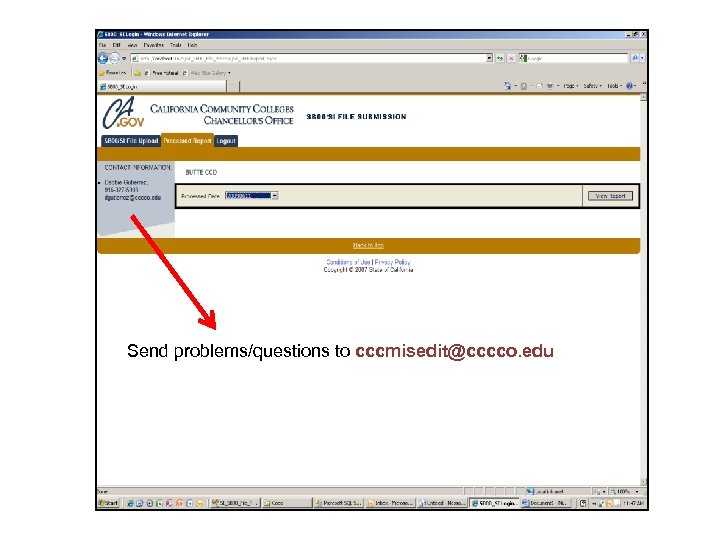 Send problems/questions to cccmisedit@cccco. edu 