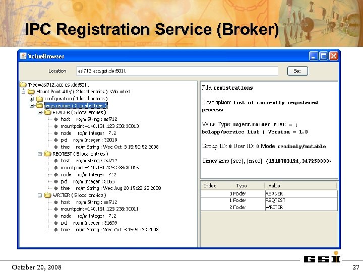 IPC Registration Service (Broker) October 20, 2008 27 