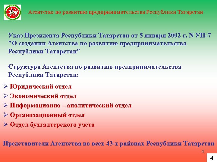 Агентство по развитию предпринимательства Республики Татарстан Указ Президента Республики Татарстан от 5 января 2002