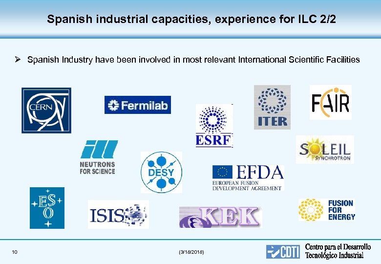 Spanish industrial capacities, experience for ILC 2/2 Ø Spanish Industry have been involved in