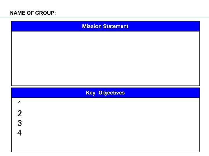 NAME OF GROUP: Mission Statement Key Objectives FGHJHM 1. J G 2. ’lk G