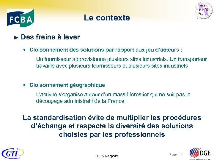Le contexte Des freins à lever Cloisonnement des solutions par rapport aux jeu d’acteurs