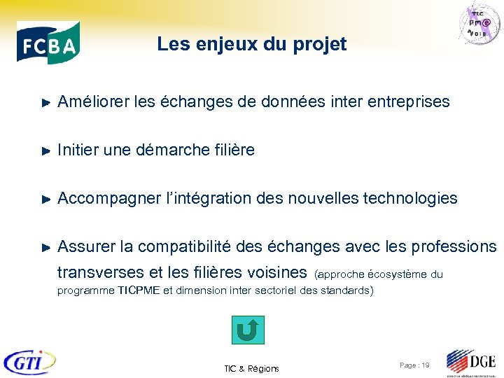 Les enjeux du projet Améliorer les échanges de données inter entreprises Initier une démarche
