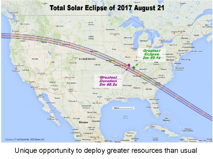 Unique opportunity to deploy greater resources than usual 