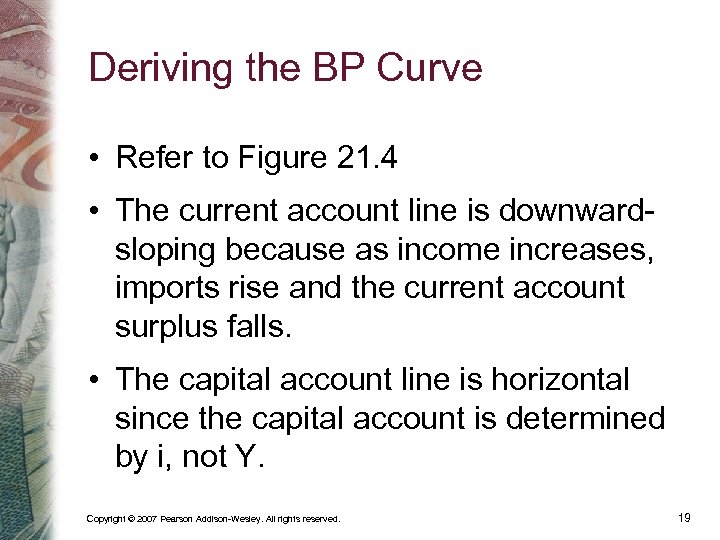 Deriving the BP Curve • Refer to Figure 21. 4 • The current account