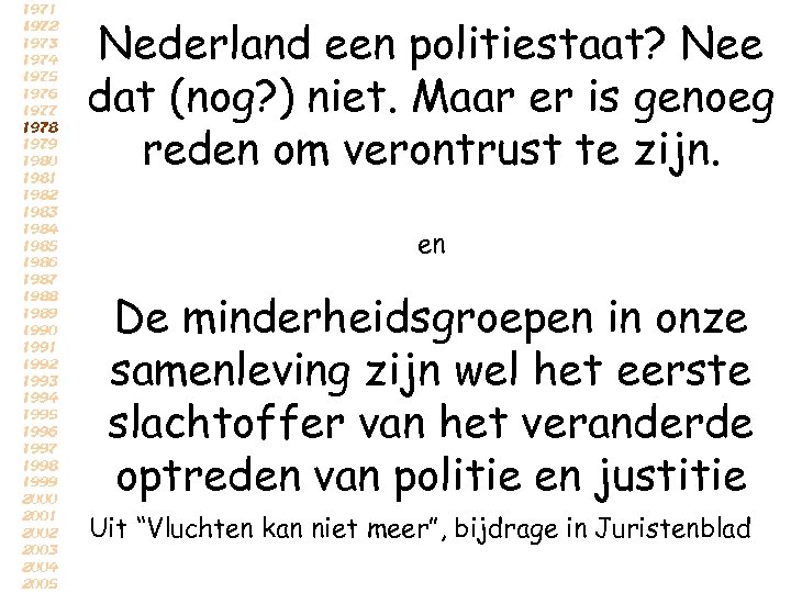 Nederland een politiestaat? Nee dat (nog? ) niet. Maar er is genoeg reden om