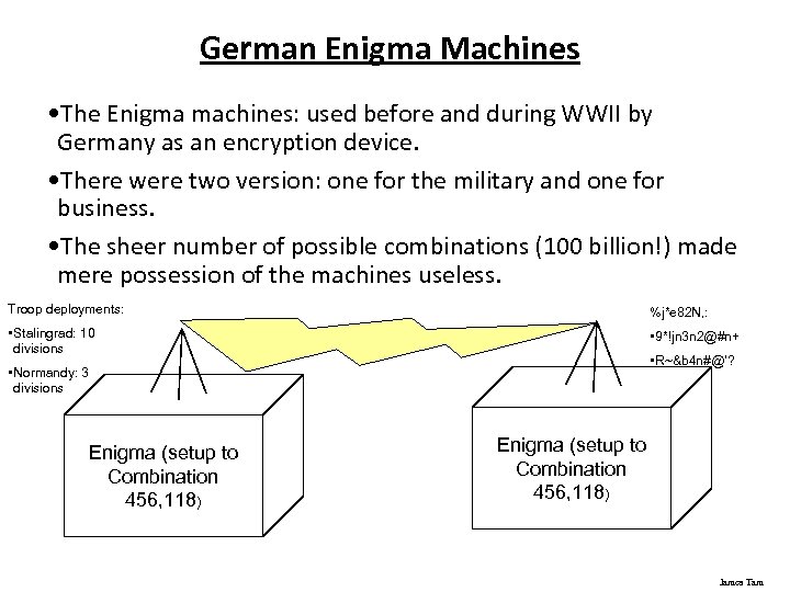 German Enigma Machines • The Enigma machines: used before and during WWII by Germany