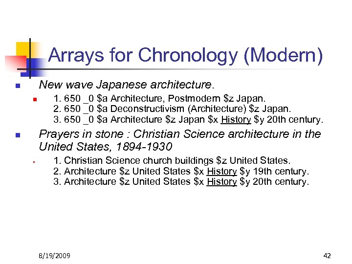 Arrays for Chronology (Modern) New wave Japanese architecture. n n 1. 650 _0 $a