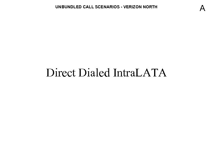 UNBUNDLED CALL SCENARIOS - VERIZON NORTH Direct Dialed Intra. LATA A 