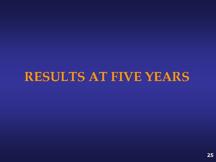 RESULTS AT FIVE YEARS 25 