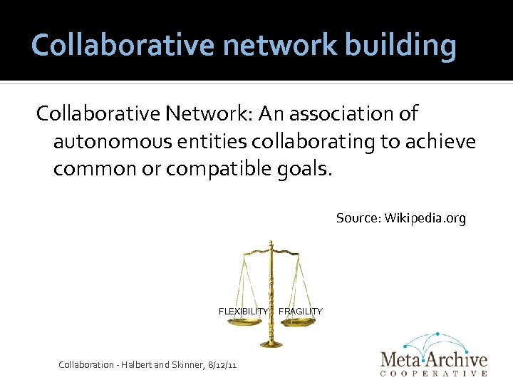 Collaborative network building Collaborative Network: An association of autonomous entities collaborating to achieve common