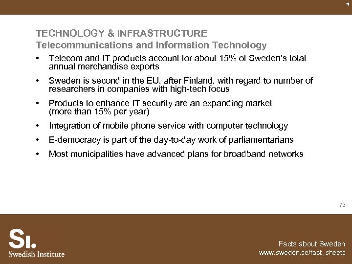 TECHNOLOGY & INFRASTRUCTURE Telecommunications and Information Technology • Telecom and IT products account for