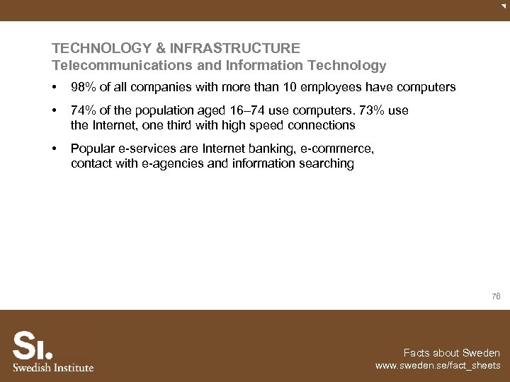 TECHNOLOGY & INFRASTRUCTURE Telecommunications and Information Technology • 98% of all companies with more