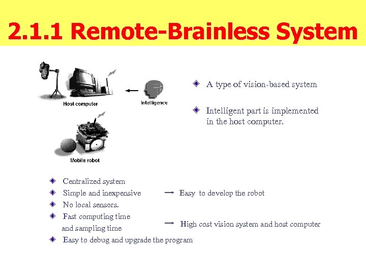 2. 1. 1 Remote-Brainless System A type of vision-based system Intelligent part is implemented