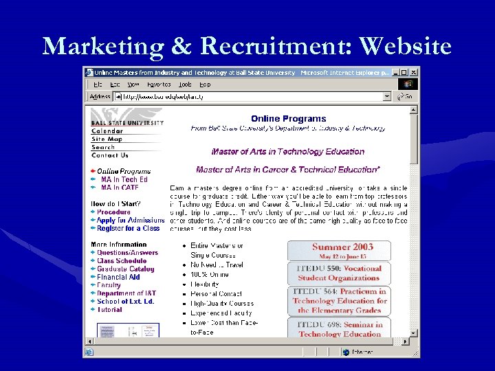Marketing & Recruitment: Website 