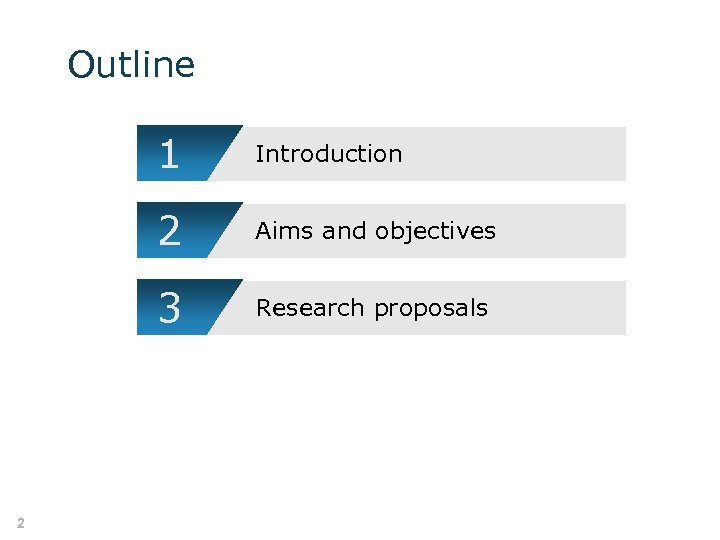 Outline 1 2 Aims and objectives 3 2 Introduction Research proposals 