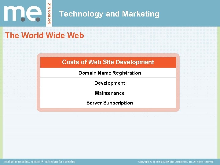 Section 9. 2 Technology and Marketing The World Wide Web Costs of Web Site