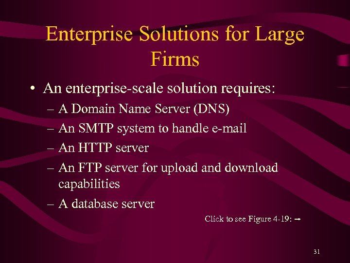 Enterprise Solutions for Large Firms • An enterprise-scale solution requires: – A Domain Name