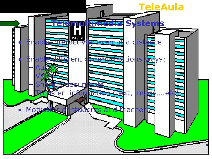 Tele. Aula Telemultimedia Systems • Enable interactivity even at a distance • Enable different