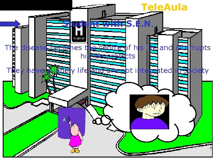Tele. Aula Student with S. E. N. The disease becomes the centre of his