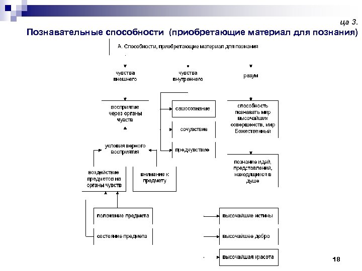 ца 3. Познавательные способности (приобретающие материал для познания) 18 