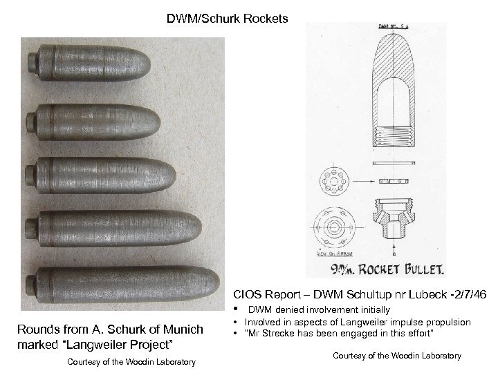 DWM/Schurk Rockets CIOS Report – DWM Schultup nr Lubeck -2/7/46 • Rounds from A.