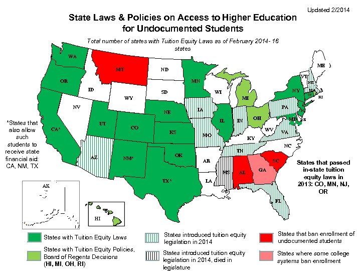Updated 2/2014 State Laws & Policies on Access to Higher Education for Undocumented Students
