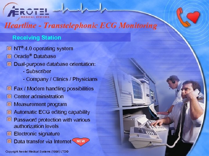 Heartline - Transtelephonic ECG Monitoring Receiving Station NT. 4. 0 operating system Oracle Database