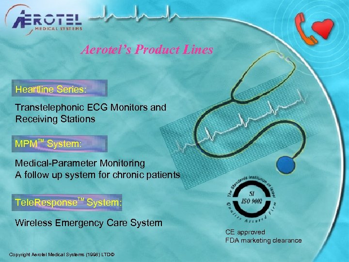 Aerotel’s Product Lines Heartline Series: Transtelephonic ECG Monitors and Receiving Stations MPMTM System: Medical-Parameter