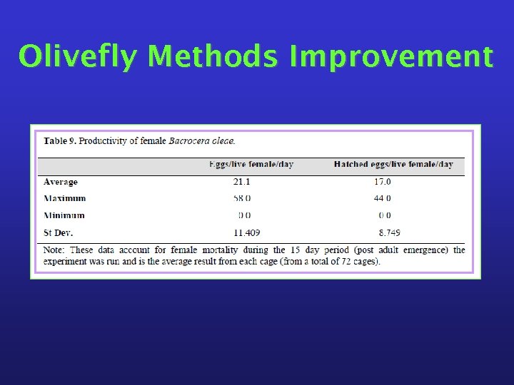 Olivefly Methods Improvement 