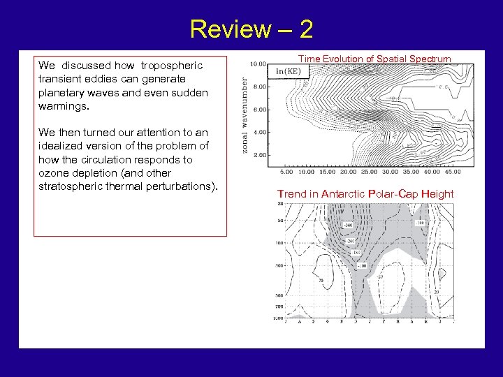 Review – 2 We discussed how tropospheric transient eddies can generate planetary waves and