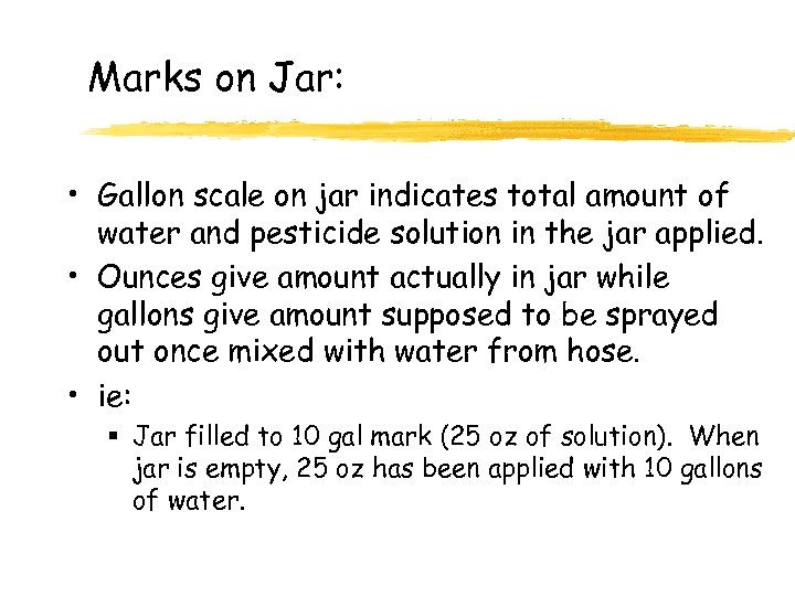 Marks on Jar: • Gallon scale on jar indicates total amount of water and