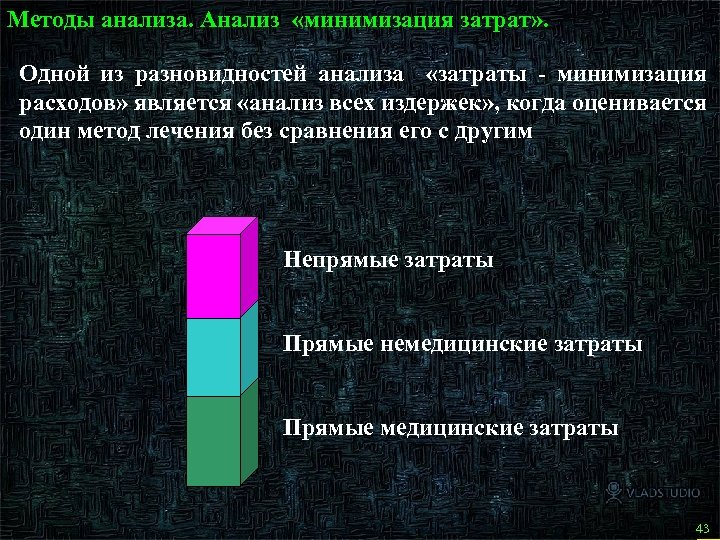 Методы анализа. Анализ «минимизация затрат» . Одной из разновидностей анализа «затраты - минимизация расходов»