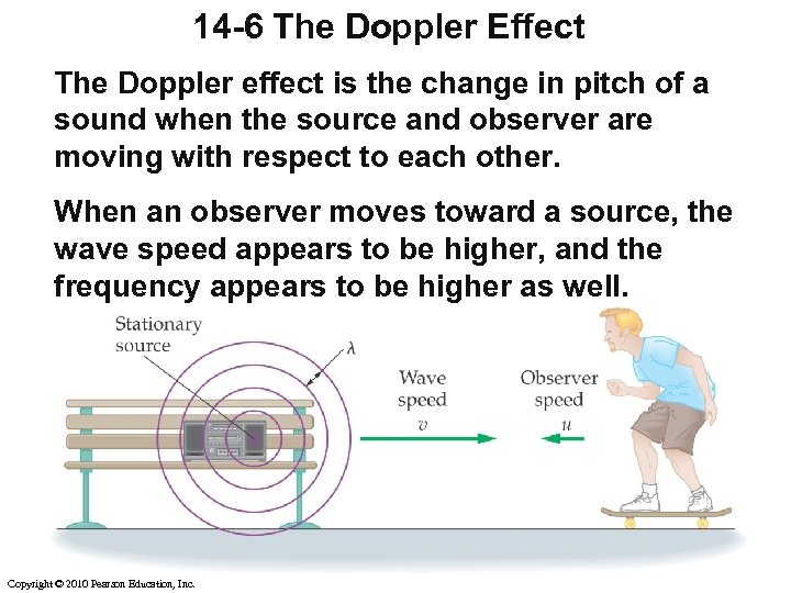 14 -6 The Doppler Effect The Doppler effect is the change in pitch of