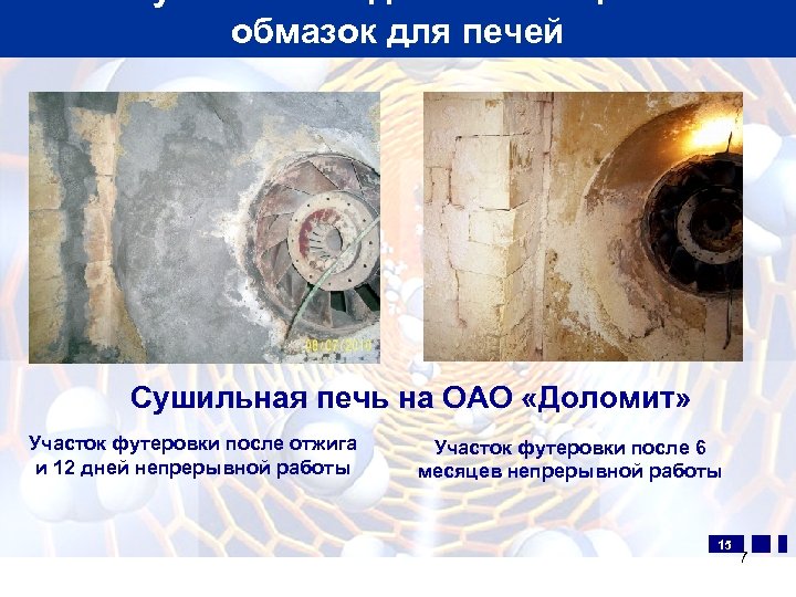 Получение методом СВС защитных обмазок для печей Сушильная печь на ОАО «Доломит» Участок футеровки
