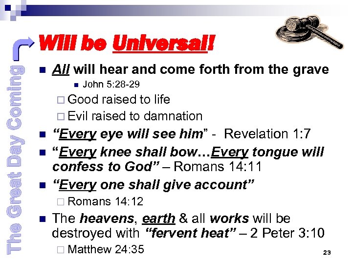 The Great Day Coming Will be Universal! n All will hear and come forth