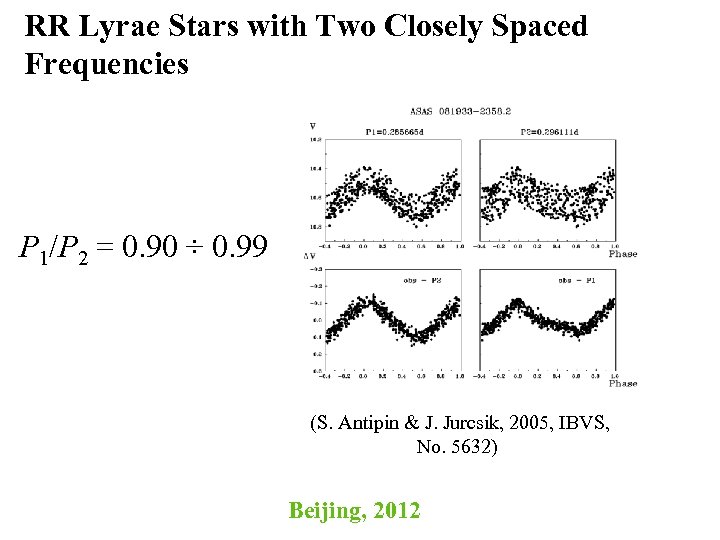 RR Lyrae Stars with Two Closely Spaced Frequencies P 1/P 2 = 0. 90