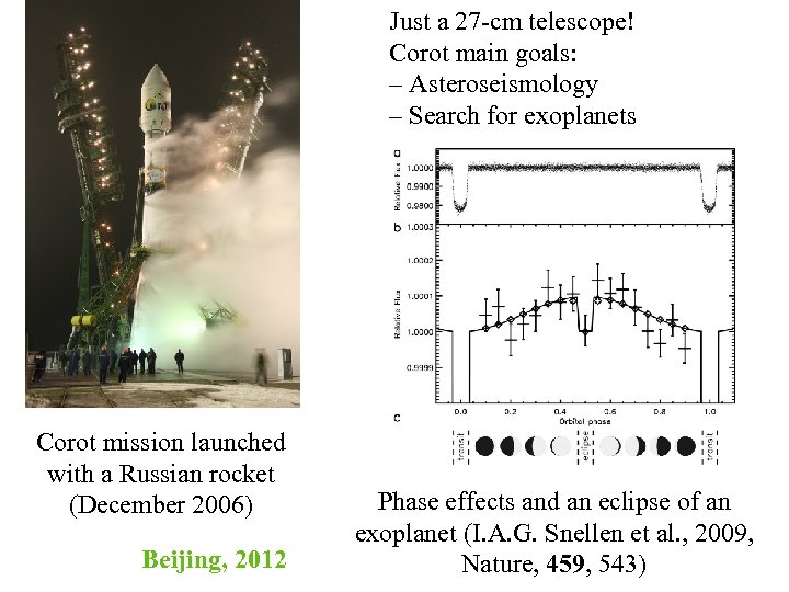 Just a 27 -cm telescope! Corot main goals: – Asteroseismology – Search for exoplanets